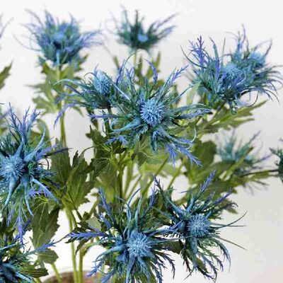 极速1pc Artificial Epryngium Thistles Bunch Plant 3Fork Plas