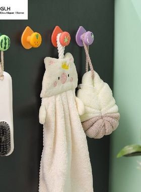 极速4PCbS Cute Fruit Pattern Kitchen Bathroom Hooks Free