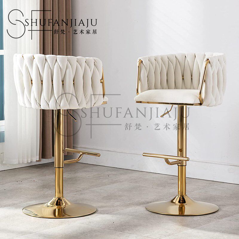 新品新款北欧吧台椅轻奢时尚酒吧椅升降旋转靠背高脚Y椅家用酒店
