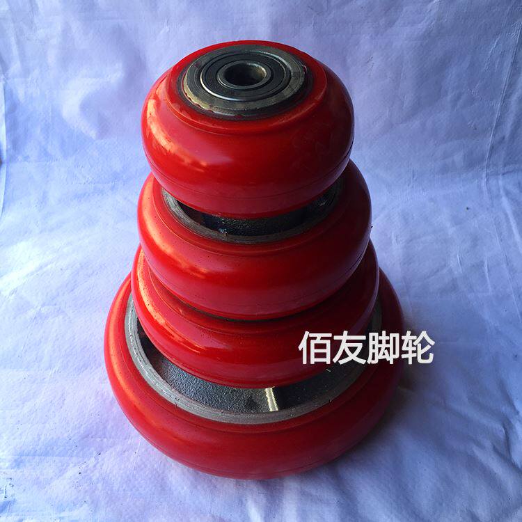 新品。8寸铁芯聚氨酯单轮推车轮静音轮手推车轮S子軲辘轮片车轮载