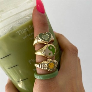 Purple Rings ndy Styjle Vinta Punk Blue Women 极速Korean for