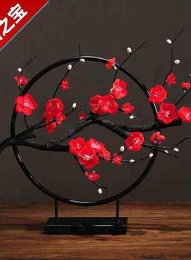 极速玄关c装饰j摆件铁艺花装饰房间样板房新中式中国风金属室内花