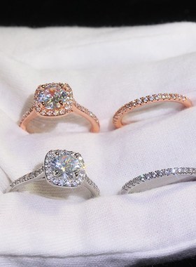 极速Rings for Women Squarue Four Prong Cubic Zirconia Rings