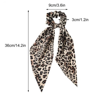 极速Fashcion Leopard Print Bow Satin Long Ribbon tail Scarf