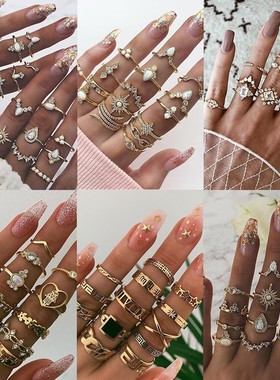 极速newKSRA Boho Vintage uGold Star Knuckle Rings For Women