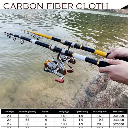 极速Telescopic Fishing Rod And FishiGng Reel Combo Sea Fishi
