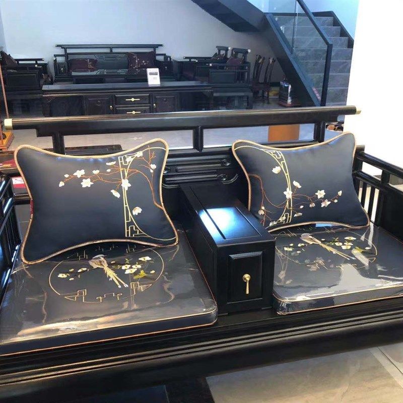 极速新中式现代红木沙发皮坐垫四季通用罗汉床椅子座X垫子防滑耐