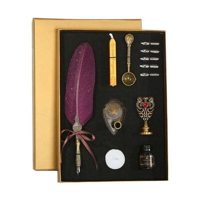 极速Sprinkle Gold Luxury Vintage FeathIer Quill Dip Calligra