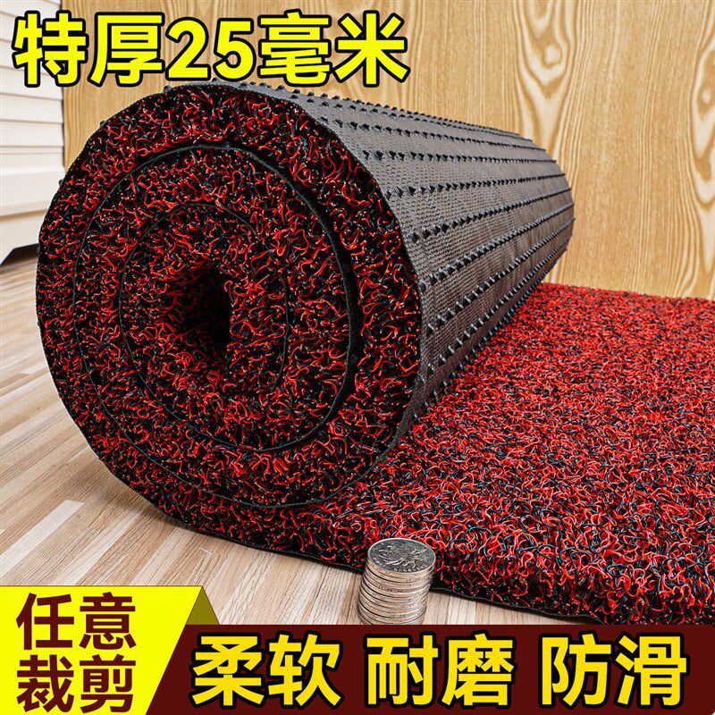 极速入户门地垫加厚丝圈防滑进门脚F垫子家用可裁剪门垫门口免打
