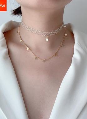 极速.starsclavinemcklacelacenecklaceChaindoublenymphcollar