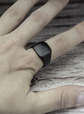 极速2020 Fashiokn Simple Style Black Square Ring Classic Rin