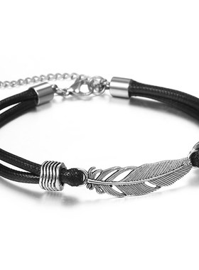 极速Leather Rope Luckys Anklet For Men Women Couple Handmade