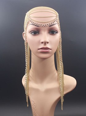 极速Luxury Full Metal chain Gold colGor Long Tassel Punk Hea