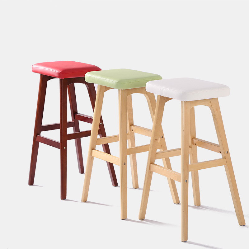 新品曲邦实木吧台凳子q创意酒吧椅子高椅欧式时尚吧台凳木质前台