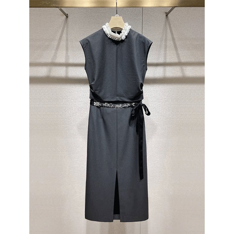 御姐性感套装2025夏季新款格雷系千金气质感无袖上衣小灰裙两件套