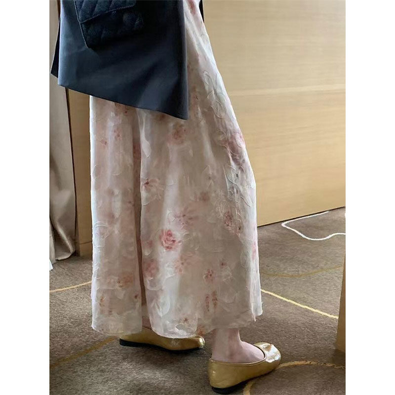 超好看独特漂亮粉色碎花长款半身裙子女夏季2025新款今年流行爆款