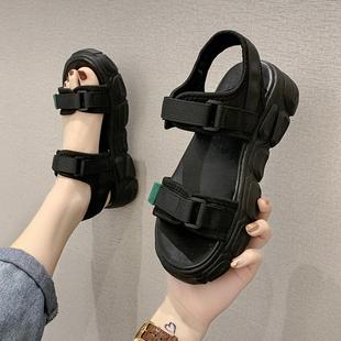 品牌运动老爹凉鞋 ins潮网红百搭魔术贴松糕厚底沙 女2025新款 夏季