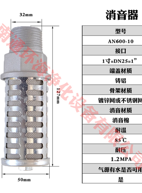 SMC替代款AN500-06\AN600-10\AN700-12\AN800-14\AN900-20消声器