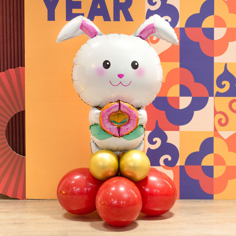 新品卡通福兔装饰气球路引店铺z装扮儿童生日醒狮立柱宝宝满月喜