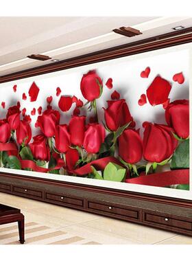 极速2023新款5md钻石画红玫瑰花客厅卧室饭厅满钻砖石绣点钻黏贴