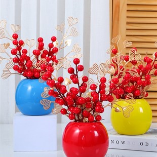 极速结婚花束摆件红果发财果仿真花假F花摆设家居客厅餐桌花摆花