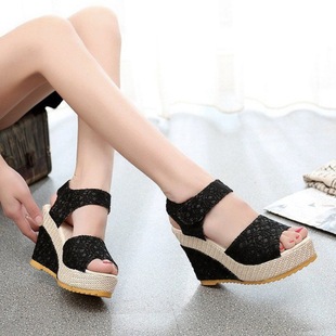 极速Summer slope heeql high heel sandals women new shoes