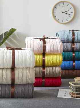 极速墨绿色沙发毯盖毯ints北欧风针织毛线牀尾毯装饰搭巾午睡休闲