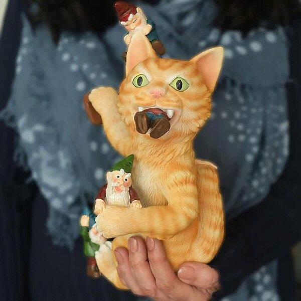 新品Cat ating Dwarf rGardn Statu Dwarf Rsin Figurin Gardn