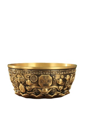 极速纯铜聚宝盆摆件沈万三同款y实心八卦聚财铜碗招财米缸家居客