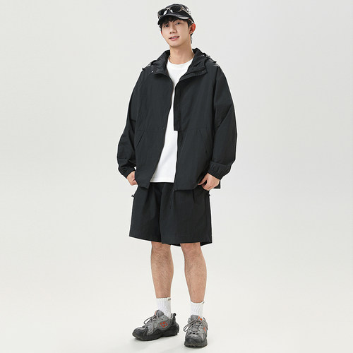 PAOLO DARNLEY/保罗达恩利夏冰丝休闲运动速干套装短袖短裤两件套