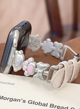 壳里斯iwatch表带S11音乐猫咪金属皮革牛仔细款S9适用S10苹果applewatch华为GT6手表FIT4红米5小米9pro高级感