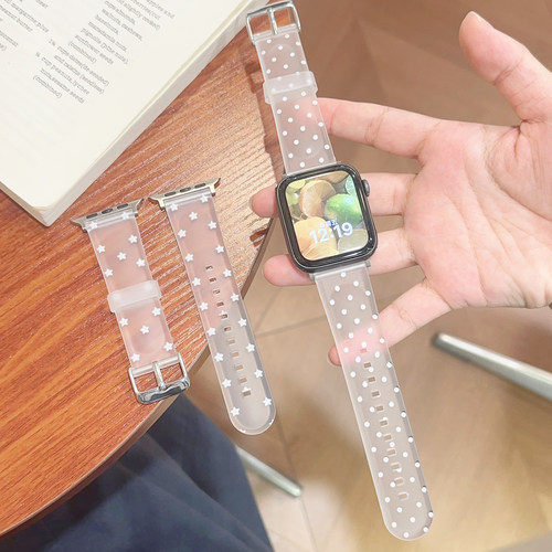 适用iwatch表带半透明硅胶波点