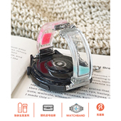 壳里斯iwatch表带夏天流沙透明金属链条FIT4小众新款 GT5适用s10苹果applewatch华为GT6手表红米5小米9pro女款