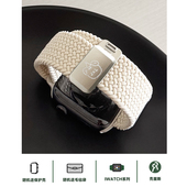 壳里斯iwatch表带小熊编织尼龙磁吸扣弹力S10小众S8新款 s9适用SE苹果Applewatch手表S7高级感S7回环Ultra秋冬