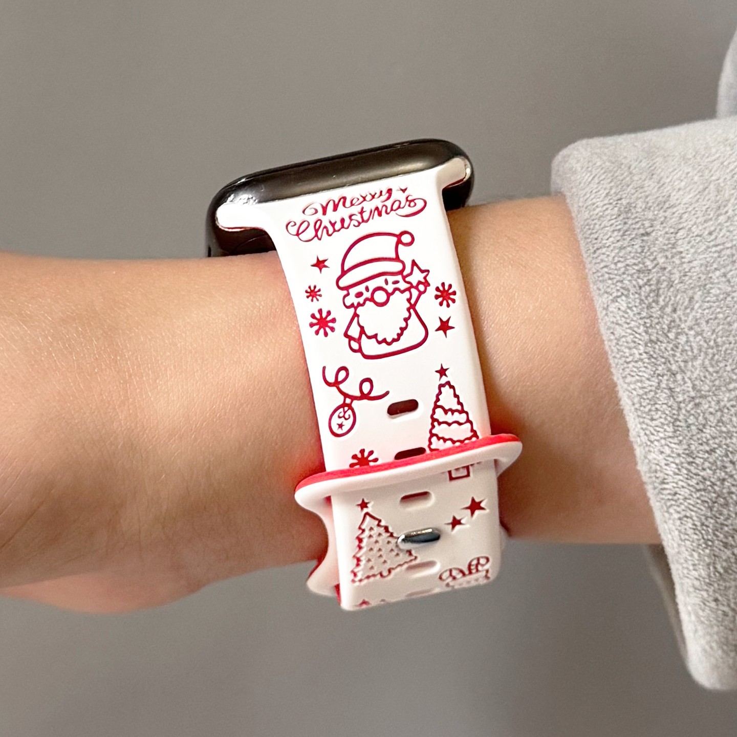 适用iwatch表带圣诞可爱雕刻硅胶