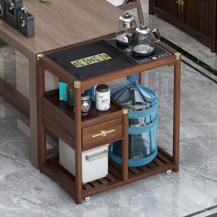 实木中式移动茶桌家用小茶台客厅茶车阳台茶几柜烧水壶一体茶水柜