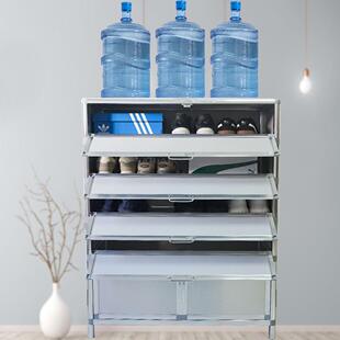 简约不锈钢鞋柜家用门口防水防晒户外阳台收纳柜大容量铝合金鞋架