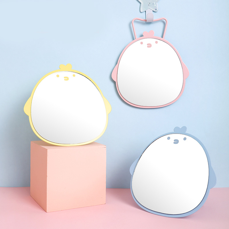 宿舍简约卡通化妆镜便携折叠壁挂梳妆镜子家用台镜办公室小型高清