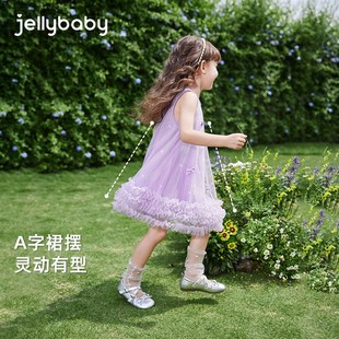 女童裙子夏薄款2025新款蝴蝶结纱裙小童夏装女宝宝甜美儿童公主裙