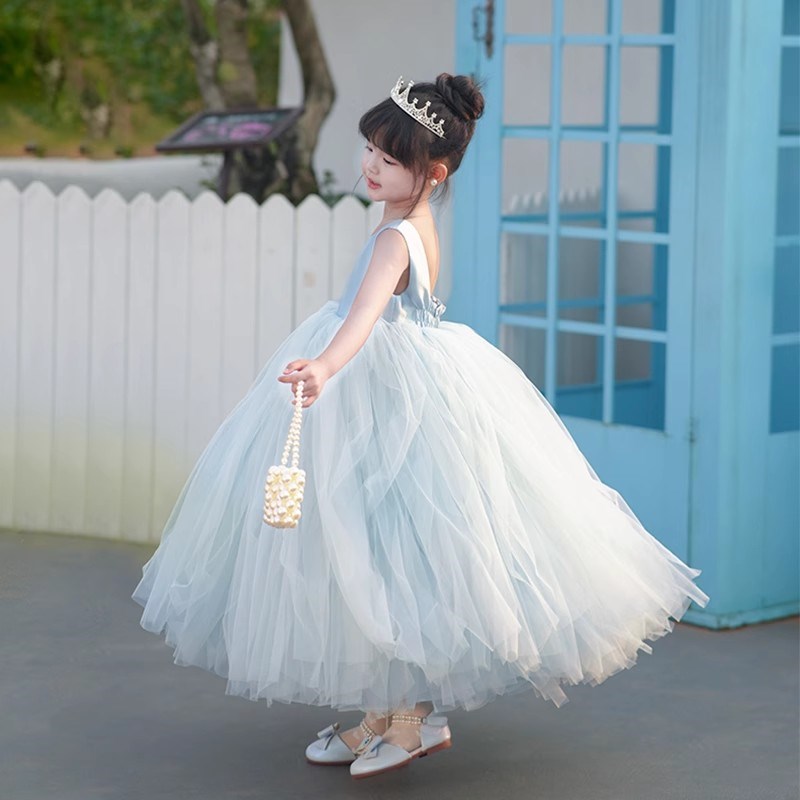 女童公主连衣裙网纱夏季新款表演生日礼服婚纱裙走秀花童蓬蓬裙