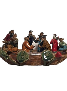 石湾公仔八仙过海陶瓷摆件创意客厅电视柜博古架摆设家居装饰礼品