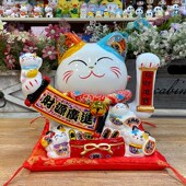 饰摆件开业礼品 柜装 2024新款 摇手招财猫10寸电动招手猫陶瓷客厅鞋