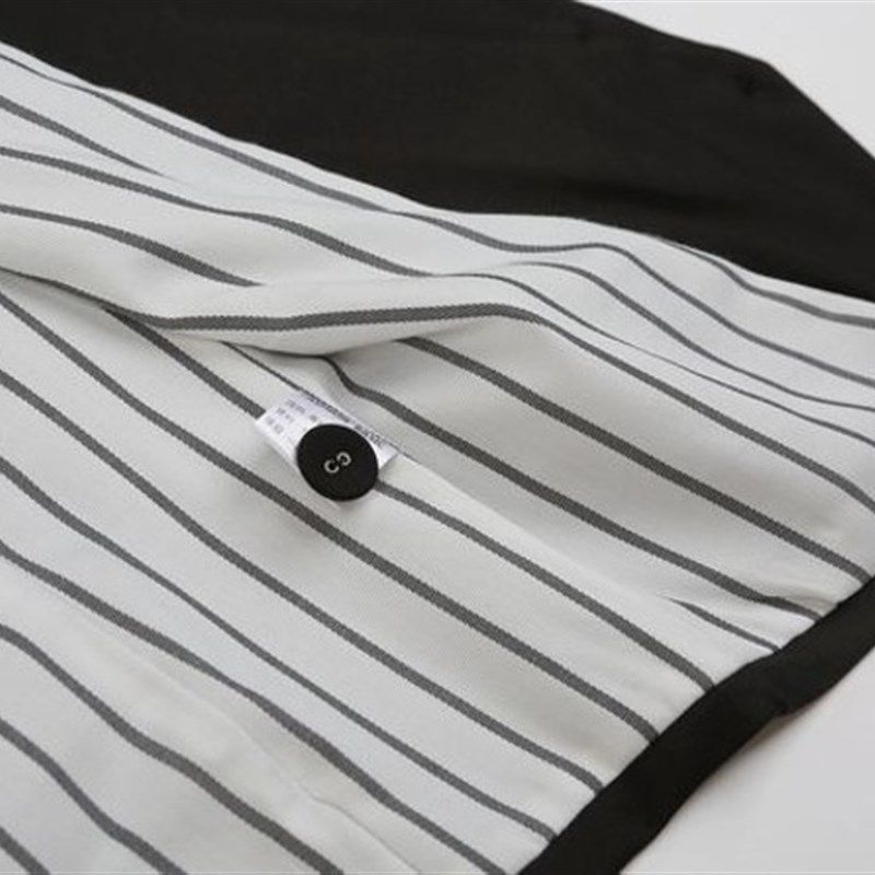 欧美秋冬OL西装马甲女短款显瘦黑色V领毛呢马夹拼接收腰大码2021