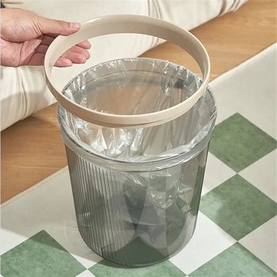 bdo轻奢透明垃圾桶纸筒压圈桶加厚卧室客厅圆形家用收纳桶卫生间