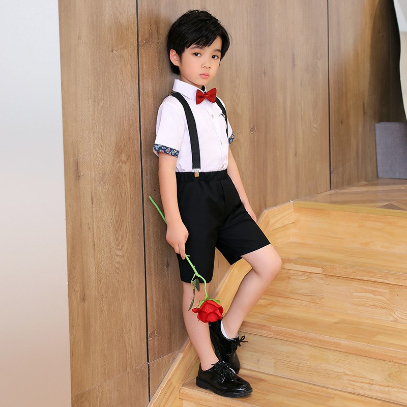 六一儿童花童演出礼服主持人男童中大童演出服男孩背带裤套装夏季