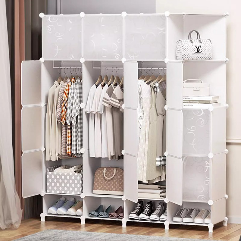 成人衣物收纳柜落地式大容量卧室宿舍多功能塑料加厚加深简易衣柜