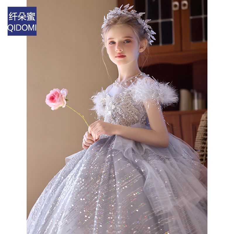 法式女童晚礼服高级感轻奢蓬蓬公主裙模特走秀小主持人儿童演出服