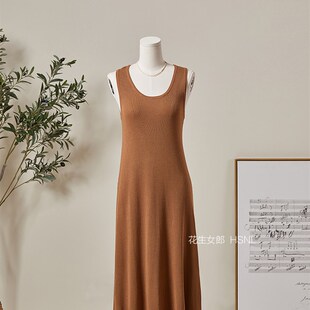 【花生女郎】简约高级感不紧身 春夏韩式针织无袖背心连衣裙D0008