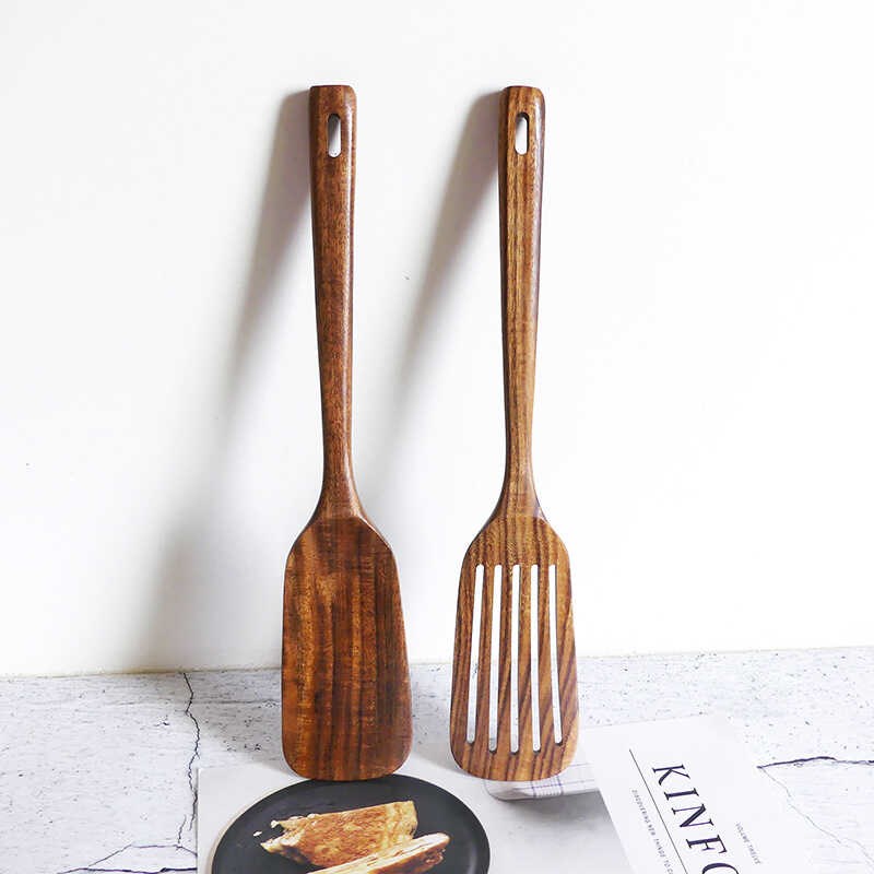 原木木铲漏铲不粘锅专用耐高温柚木加长炒菜铲子木质锅铲厨具家用