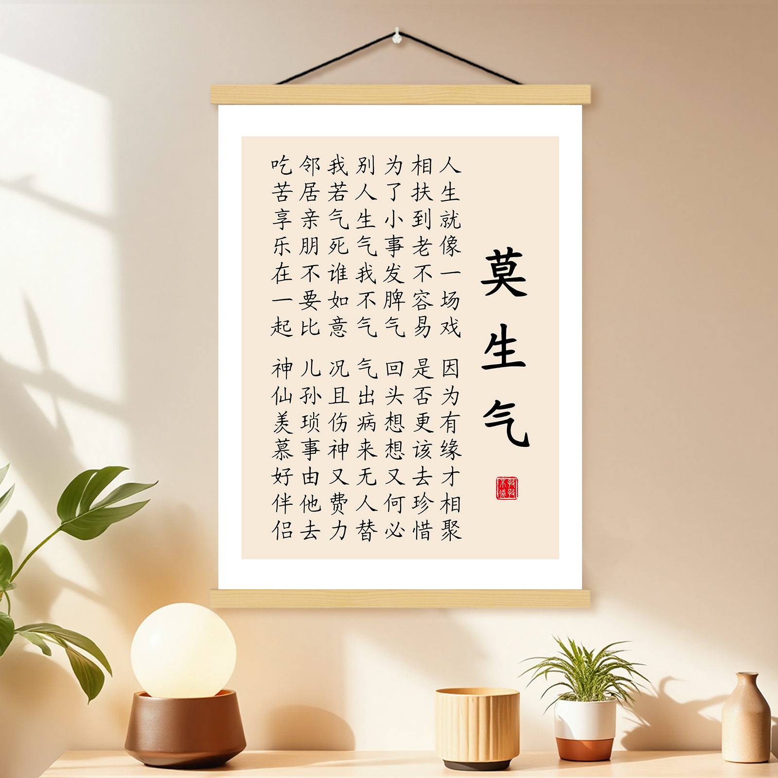 莫生气挂画客厅办公室墙壁装饰画情绪稳定神器书法字画不生气提醒